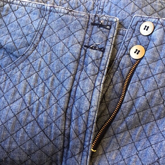 Perry Ellis Vintage 80's Blue Denim Skirt QUILTED - Picture 8 of 15